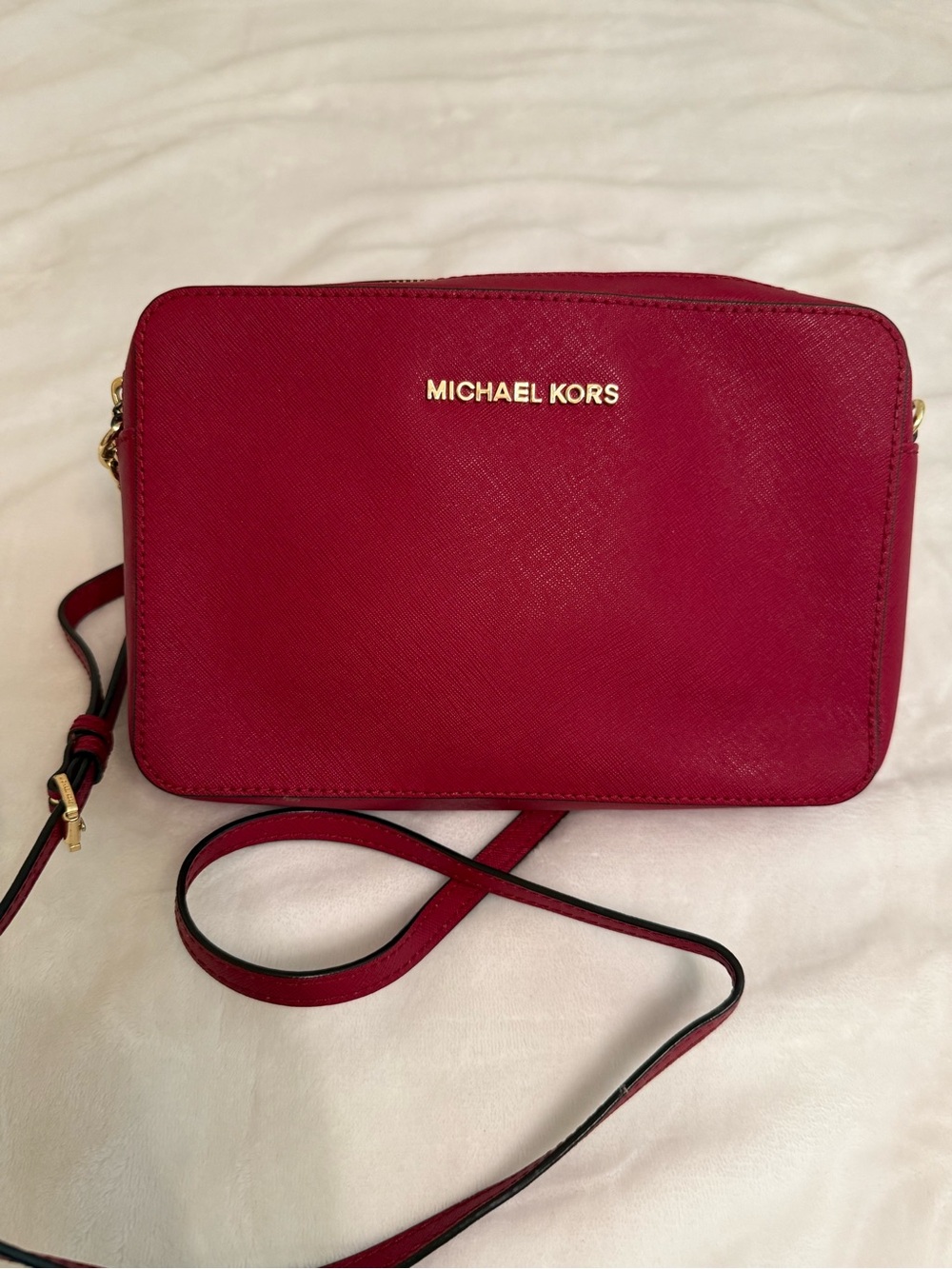 Michael Kors Cherry Red Saffiano Leather Crossbody